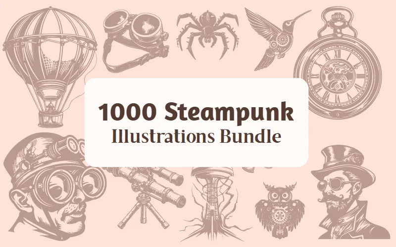 1000 Steampunk Illustrations Bundle