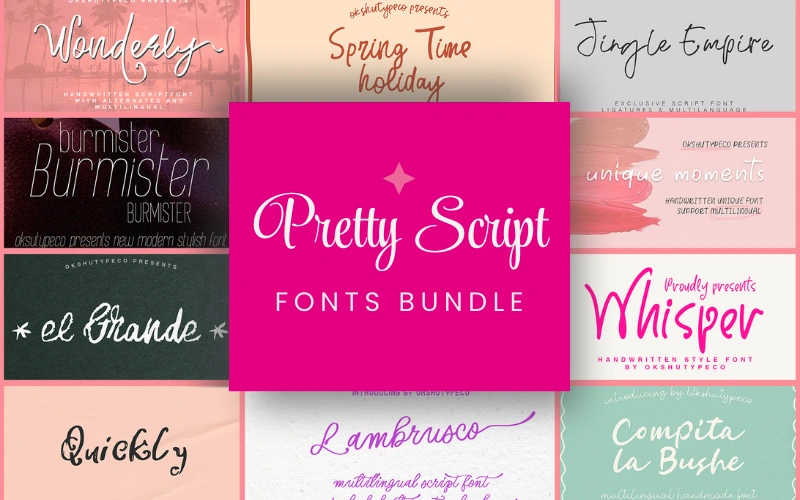 12-in-1 Pretty Script Fonts Bundle