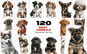 120 PNG Cute Puppy Images Bundle