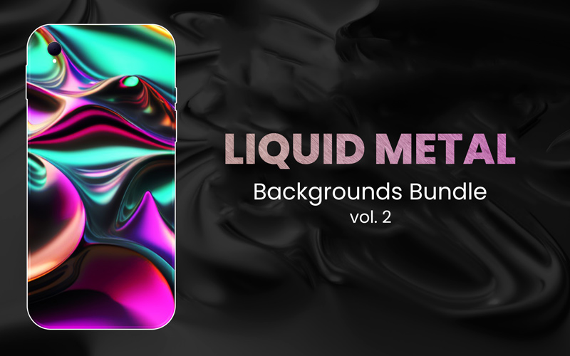 140 Liquid Metal Iridescent Backgrounds Vol-2
