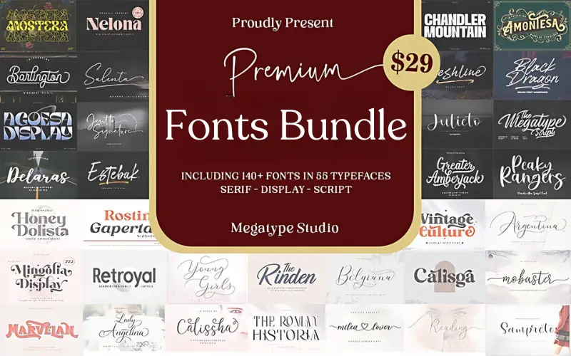 143 Premium Fonts Bundle