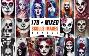 170 + Mixed Skull Art Images Bundle