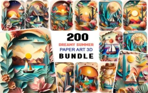 200+ Dreamy Summer 3D Paper Art Bundle