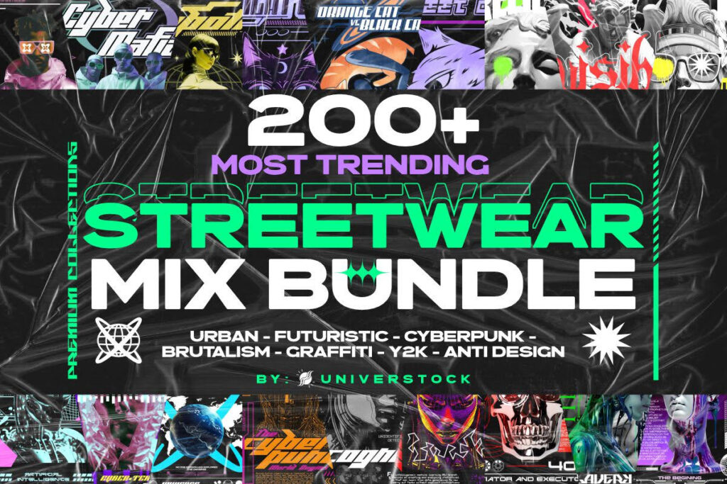 200+ Most Trending Streetwear T-shirt Designs Bundle