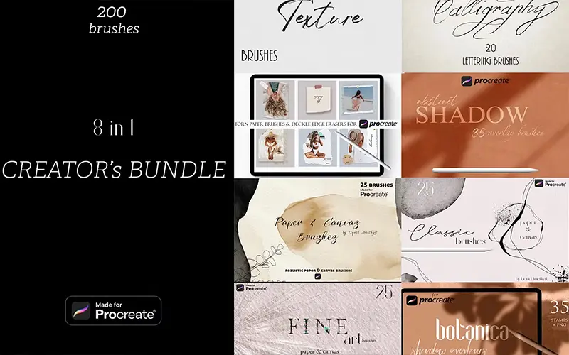 200 Procreate Brushes Pack