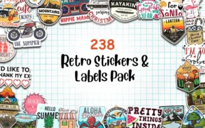200+ Retro Stickers and Labels Pack