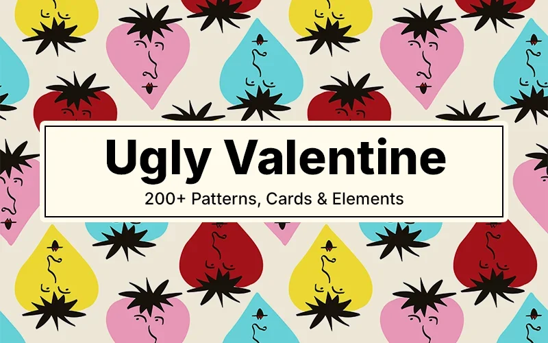 200+ Ugly Valentine Patterns, Cards & Elements
