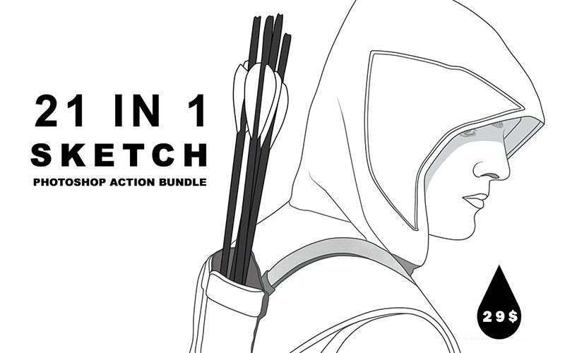 21 Photoshop Sketch Actions Bundle