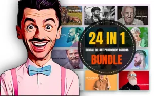 24 Digital Oil Painting Photoshop Actions Bundle