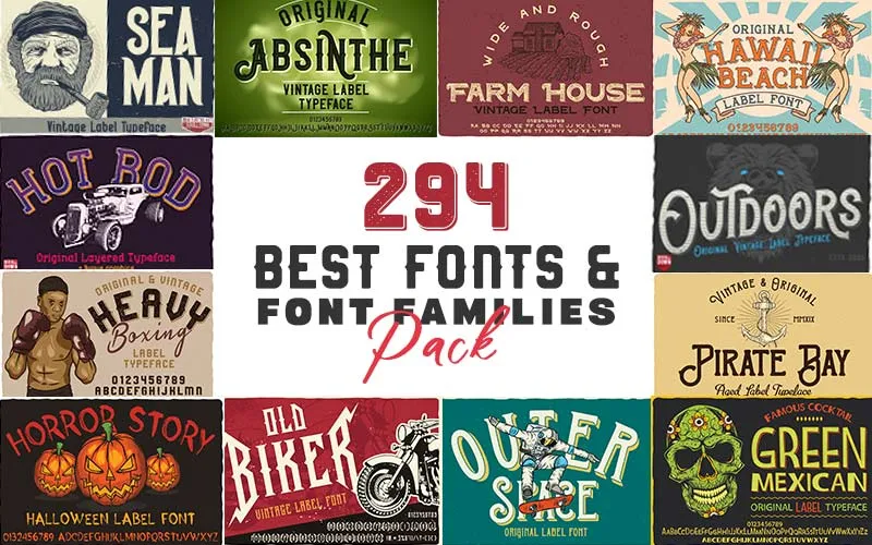 294 Best Fonts & Font Families Bundle
