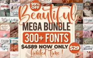 350+ Beautiful Fonts Bundle