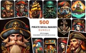 500 Pirate Skull Images Bundle - JPG Format