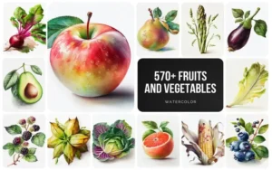 570+ Fruits & Vegetables Illustrations Bundle
