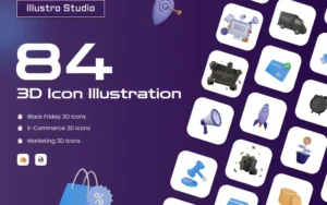 84 Ultimate 3D Icon Illustrations Bundle