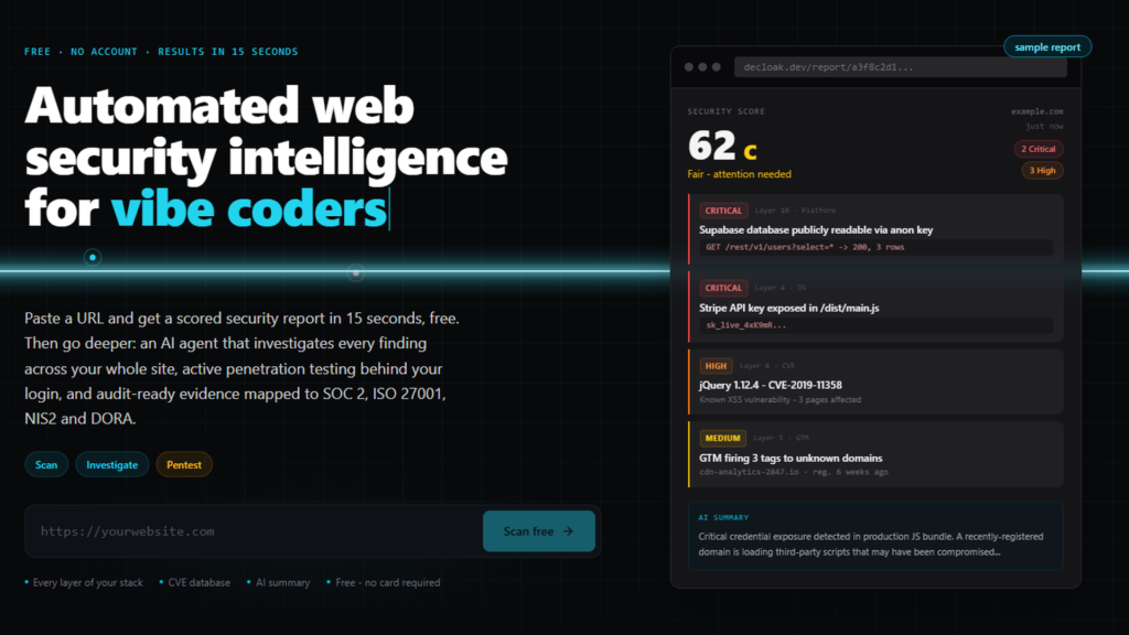 Decloak - Web security intelligence