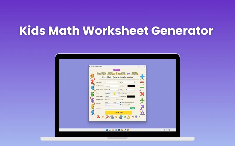 Kids Math Worksheet Generator