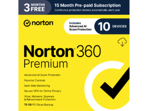 Norton 360 Standard: 10GB PC Cloud Backup for 1 Device (15-Month Subscription)