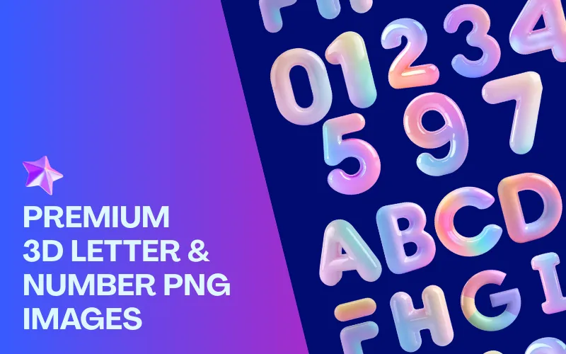 Premium 3D Letter & Number PNG Images Bundle